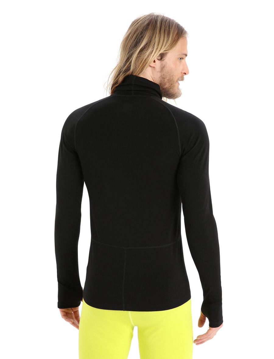 Black Men's Icebreaker MerinoFine™ Long Sleeve Roll Neck Base Layers | USA 1344BEXC